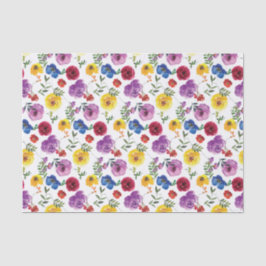 Papel de Seda Floral em Aquarela Vibrante e Ousado