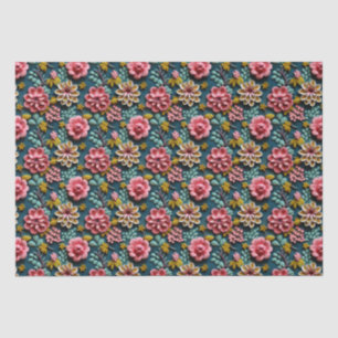 Papel De Seda Floral Em relevo