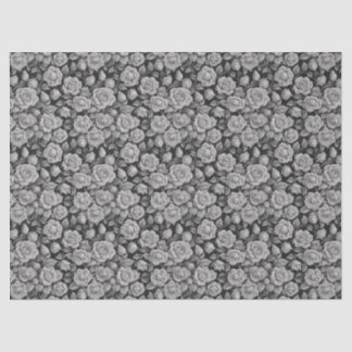 Papel De Seda Floral Escura Preto Cinza Rosas Estética