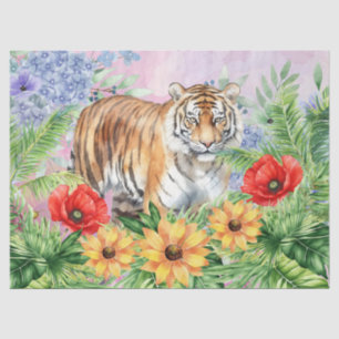 Papel De Seda Floral Fantasy Jungle Tiger Decoupage