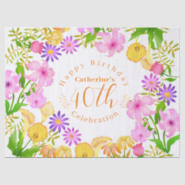 Papel De Seda Floral Garden White