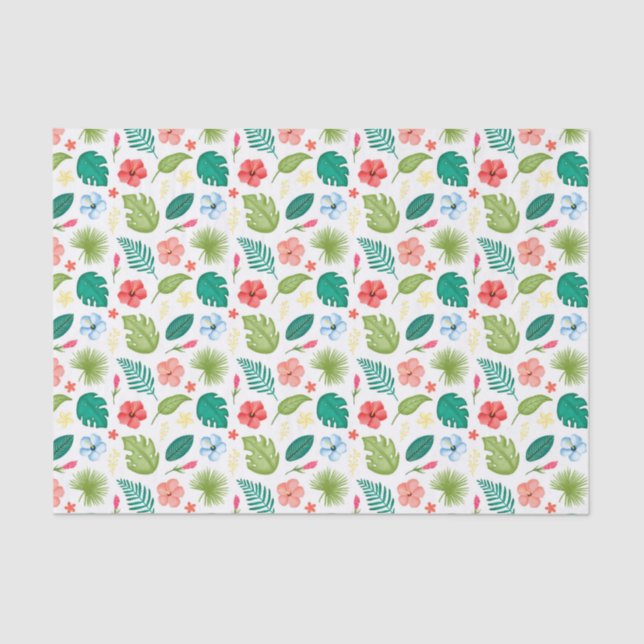 Papel De Seda Floral Havaiano Tropical (Frente )