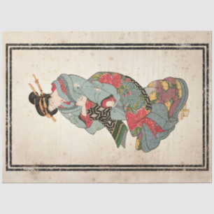 Papel De Seda Floral Kimono Japonesa Mulher Vintage Decoupage Ar