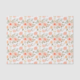 Papel De Seda Floral Laranja Pêssego 