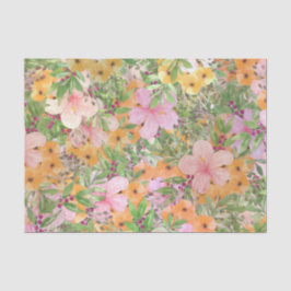 Papel De Seda Floral Laranja Rosa