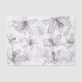 Papel De Seda Floral Lily Line Art