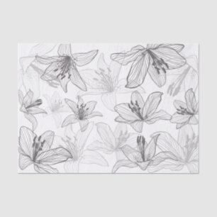 Papel De Seda Floral Lily Line Art