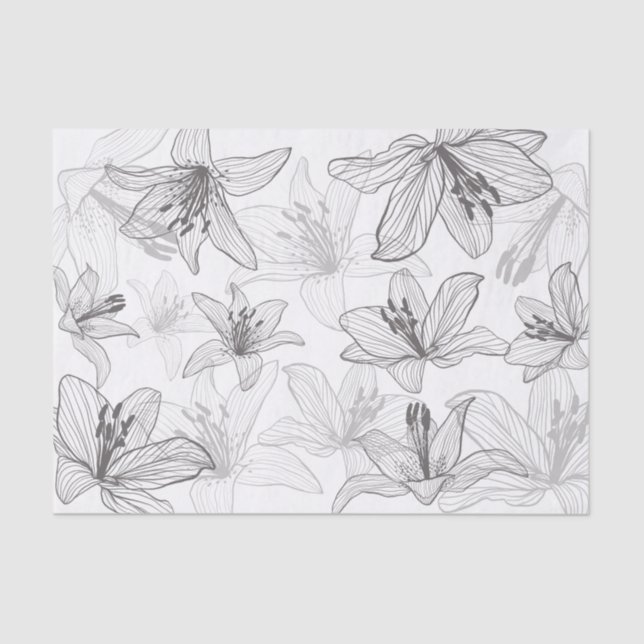 Papel De Seda Floral Lily Line Art (Frente )