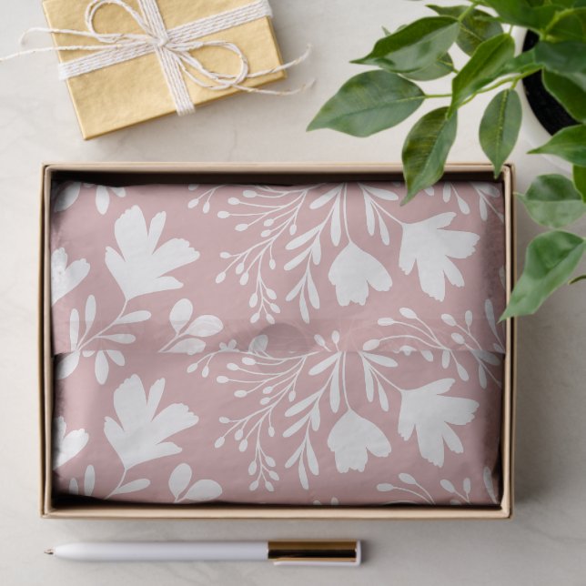 Papel De Seda Floral Meadow Dreams Botanical Silhouettes blush (Presente)