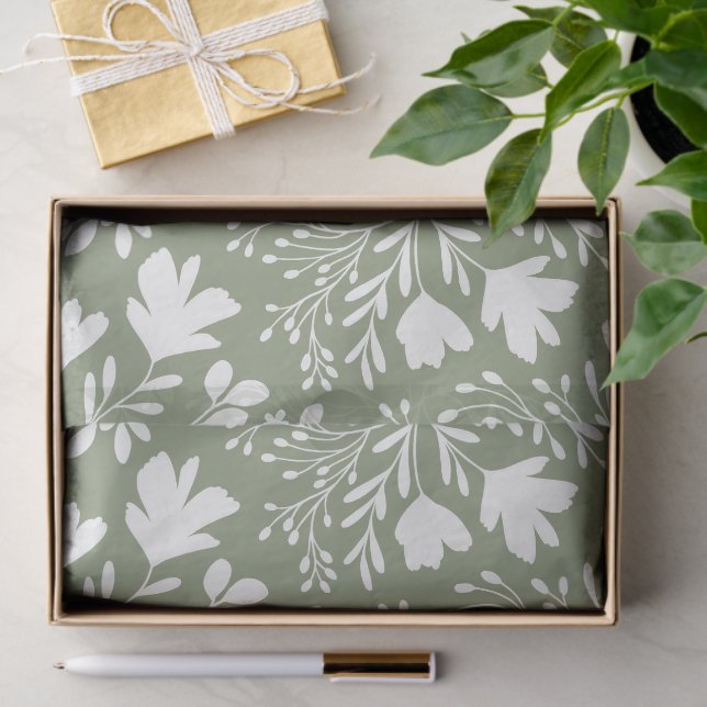 Papel De Seda Floral Meadow Dreams Botanical Silhouettes sage (Presente)