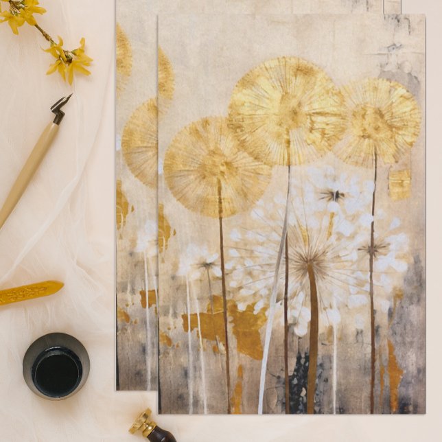 Papel De Seda Floral Moderna Oriental Dourada (Criador carregado)