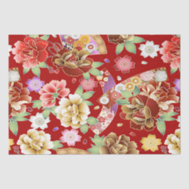 Papel De Seda Floral Moderno Rosa Dourado Asiático