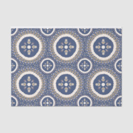 Papel De Seda Floral Ornamental Elegante Azul Naval
