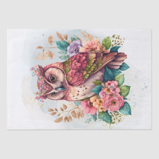 Papel De Seda Floral Owl (Frente )