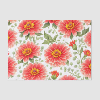 Papel De Seda Floral Padrão Zinnia Flores