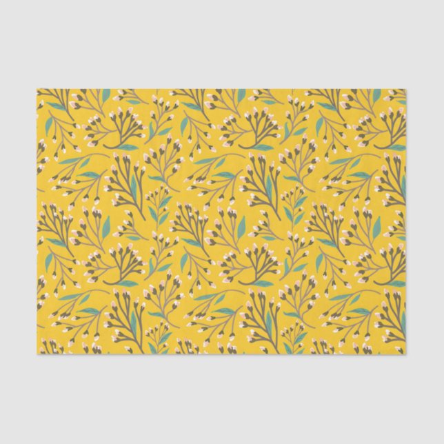 Papel De Seda Floral Pattern in  delicate branches and buds (Frente )