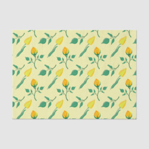 Papel De Seda Floral pattern with yellow rose and tulip flowers