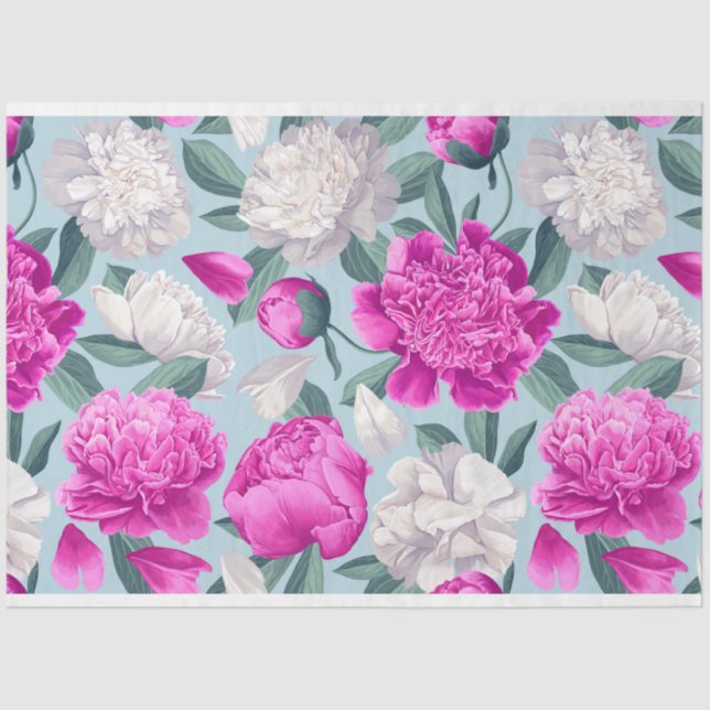 Papel De Seda Floral Peonies Fllowers Decoupage de Padrão (Frente )
