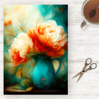 Papel de Seda Floral Pintado à Mão com Aquarela