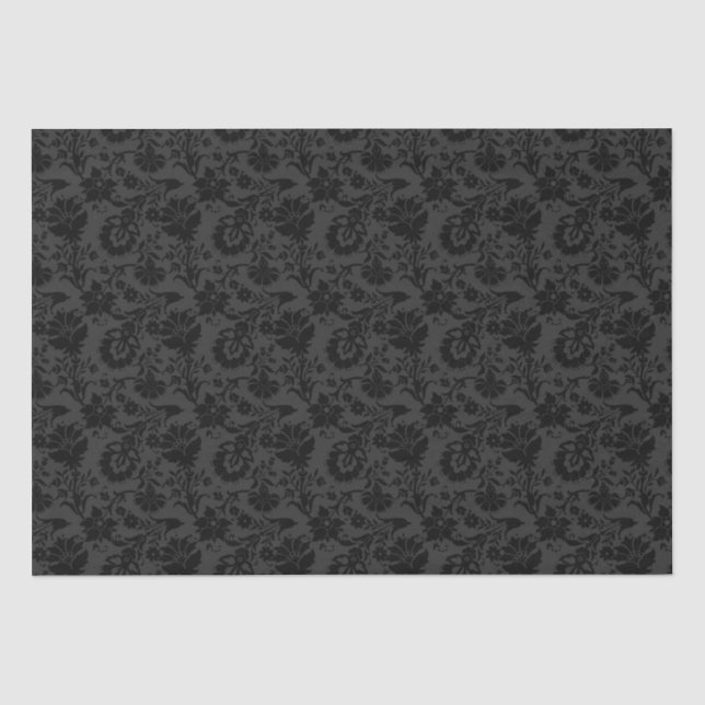 Papel De Seda Floral Preto (Frente )