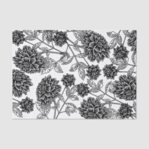 Papel De Seda Floral preto e branco elegante