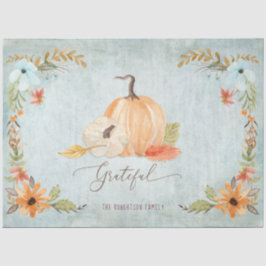 Papel De Seda Floral Pumpkin Laranja Queda Branca outono outono 