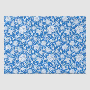 Papel De Seda Floral Real Azul e Cruz Branca