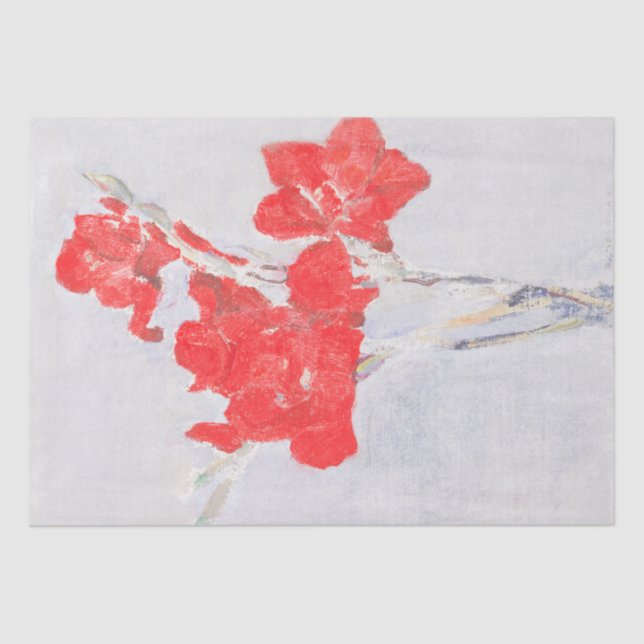 Papel De Seda Floral Red Flowers Red Gladioli Decoupage (Frente )