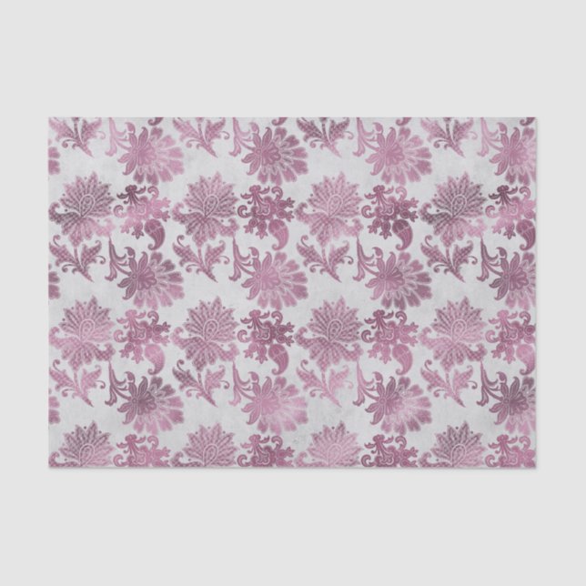 Papel De Seda Floral Red Silver Burgundy (Frente )
