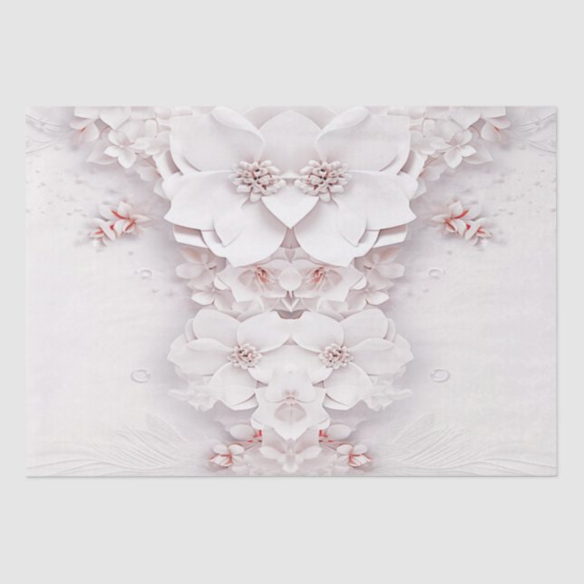 Papel de Seda Floral Rosa Bege Marfim (Frente )