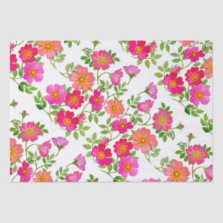 Papel de Seda Floral Rosa de Briar Selvagem
