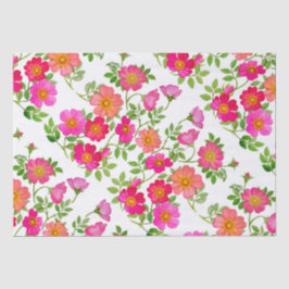 Papel de Seda Floral Rosa de Rosa Selvagem