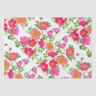 Papel de Seda Floral Rosa de Rosa Selvagem