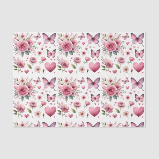 Papel de seda floral rosa elegante (Frente )