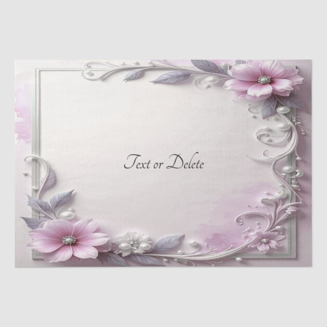 Papel de Seda Floral Rosa em Moldura (Frente )