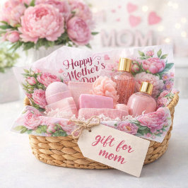 Papel de Seda Floral Rosa para o Dia das Mães Peôn