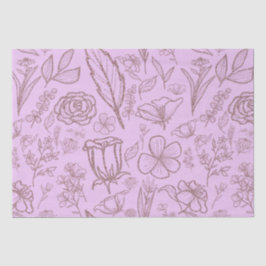 Papel De Seda Floral Rosa Simples a Rosa |