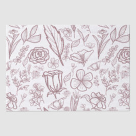 Papel De Seda Floral Rosa Simples em Branco |