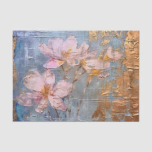 Papel De Seda Floral Rosa Texturizado