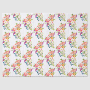 Papel De Seda Floral Rosa Vermelho