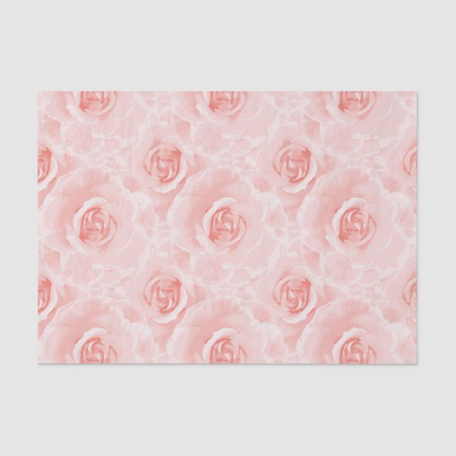Papel de seda floral rosas cor-de-rosa pálido agua (Frente )