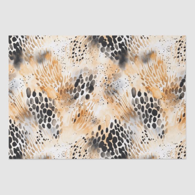 Papel De Seda Floral Selvagem Negra-Leopardo (Frente )
