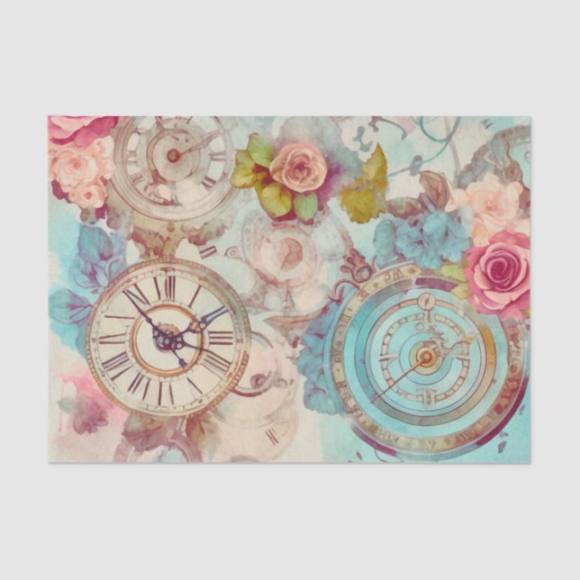 Papel De Seda Floral Steampunk Antigo (Frente )