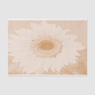 Papel De Seda Floral Sunflower Vintage Tones Sepia
