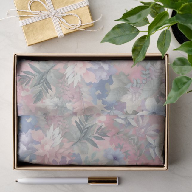 Papel De Seda Floral/Tropical primavera/Páscoa pastel (Presente)