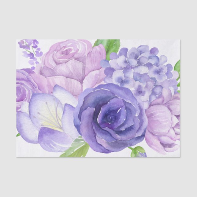 Papel De Seda Floral Ultra Violet Watercolor (Frente )