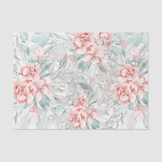Papel De Seda Floral Verde Primaveril Suave Elegante Casamento (Frente )