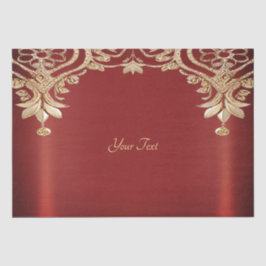 Papel de Seda Floral Vermelho Dourado Moderno