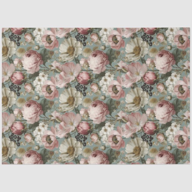 Papel De Seda Floral Vintage (Frente )