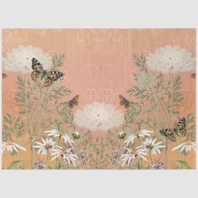Papel De Seda Floral Vintage Autumn em Paris (Frente )